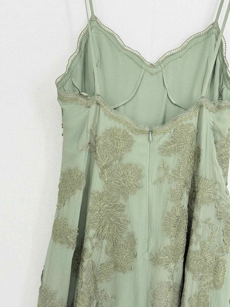 Pre - loved ERMANNO SCERVINO Green Lace Size Medium Midi Dress at Reems Closet