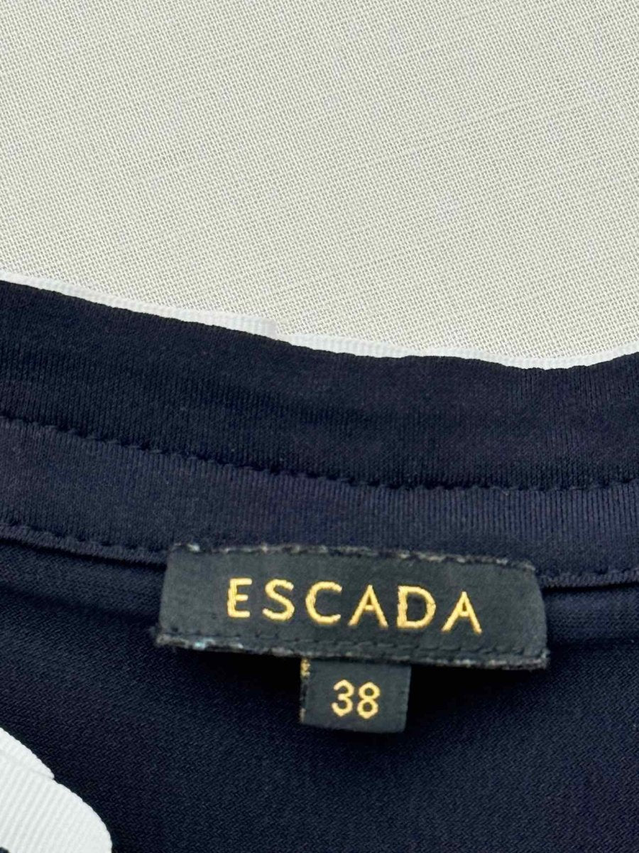 Pre-loved ESCADA Blue w/ White Contrast Trim Size US 6 Top at Reems Closet