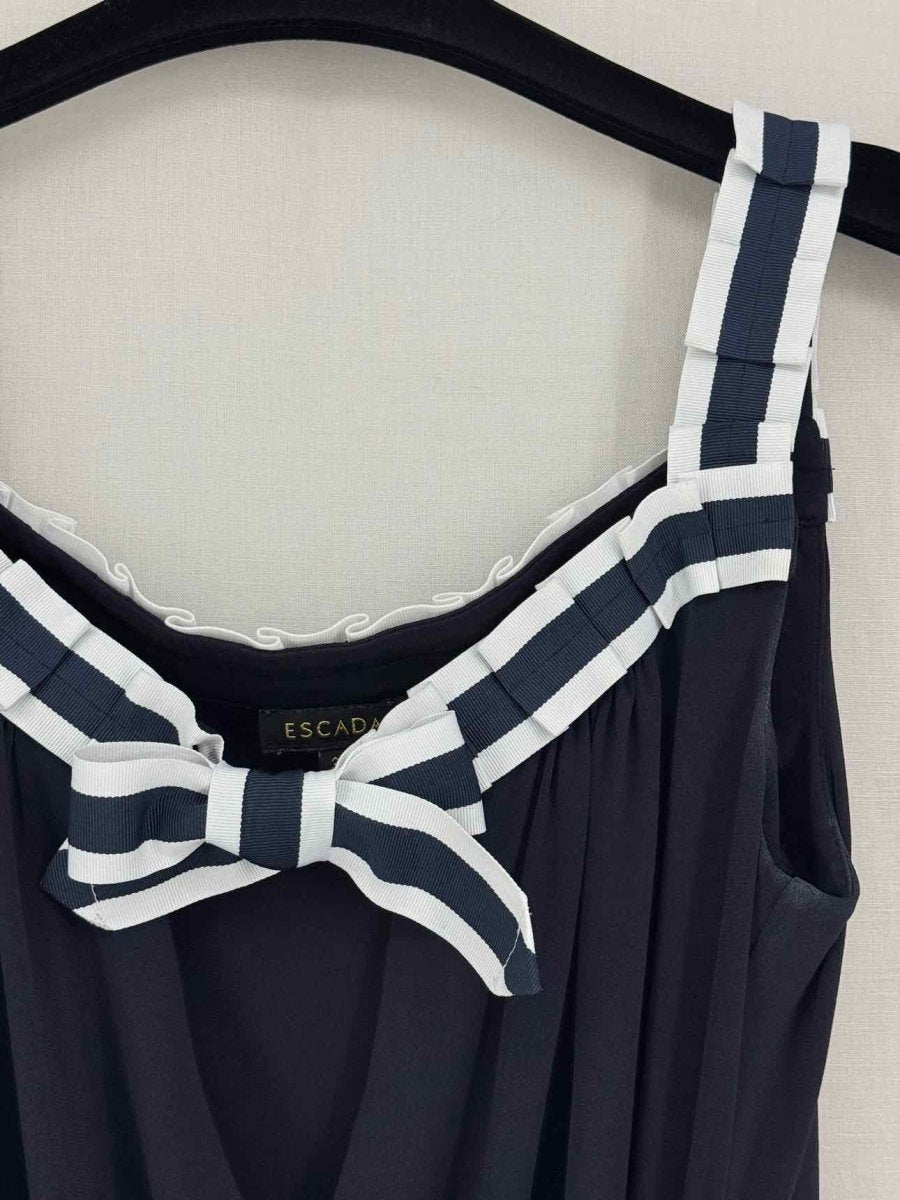 Pre-loved ESCADA Blue w/ White Contrast Trim Size US 6 Top at Reems Closet