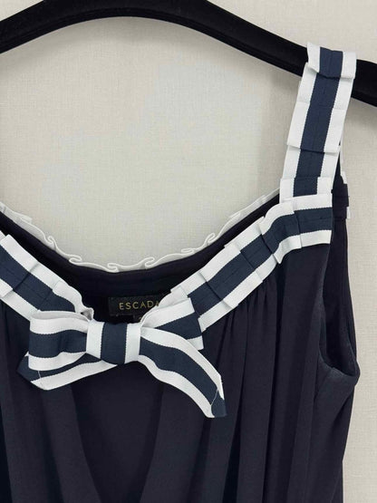 Pre-loved ESCADA Blue w/ White Contrast Trim Size US 6 Top at Reems Closet