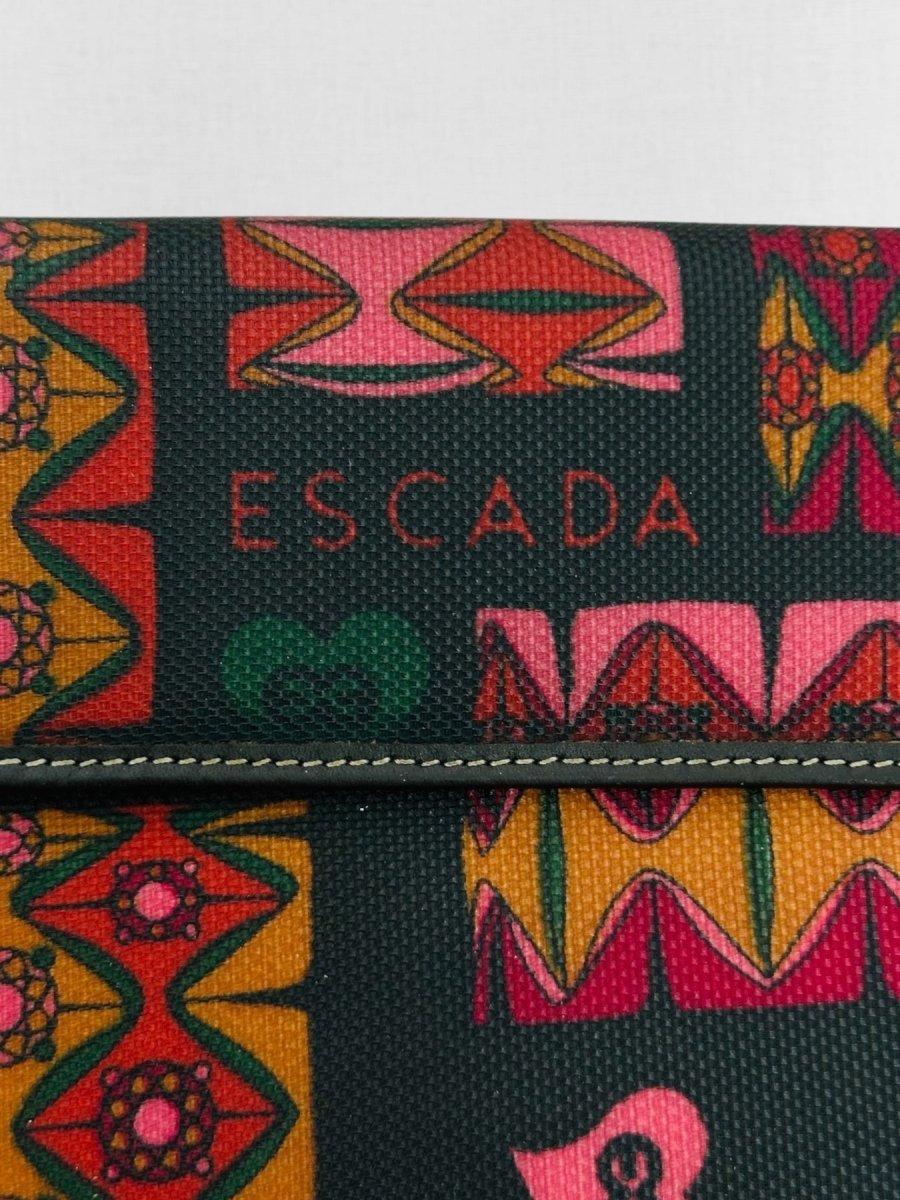 Pre - loved ESCADA Brown & Pink Compact Wallet at Reems Closet