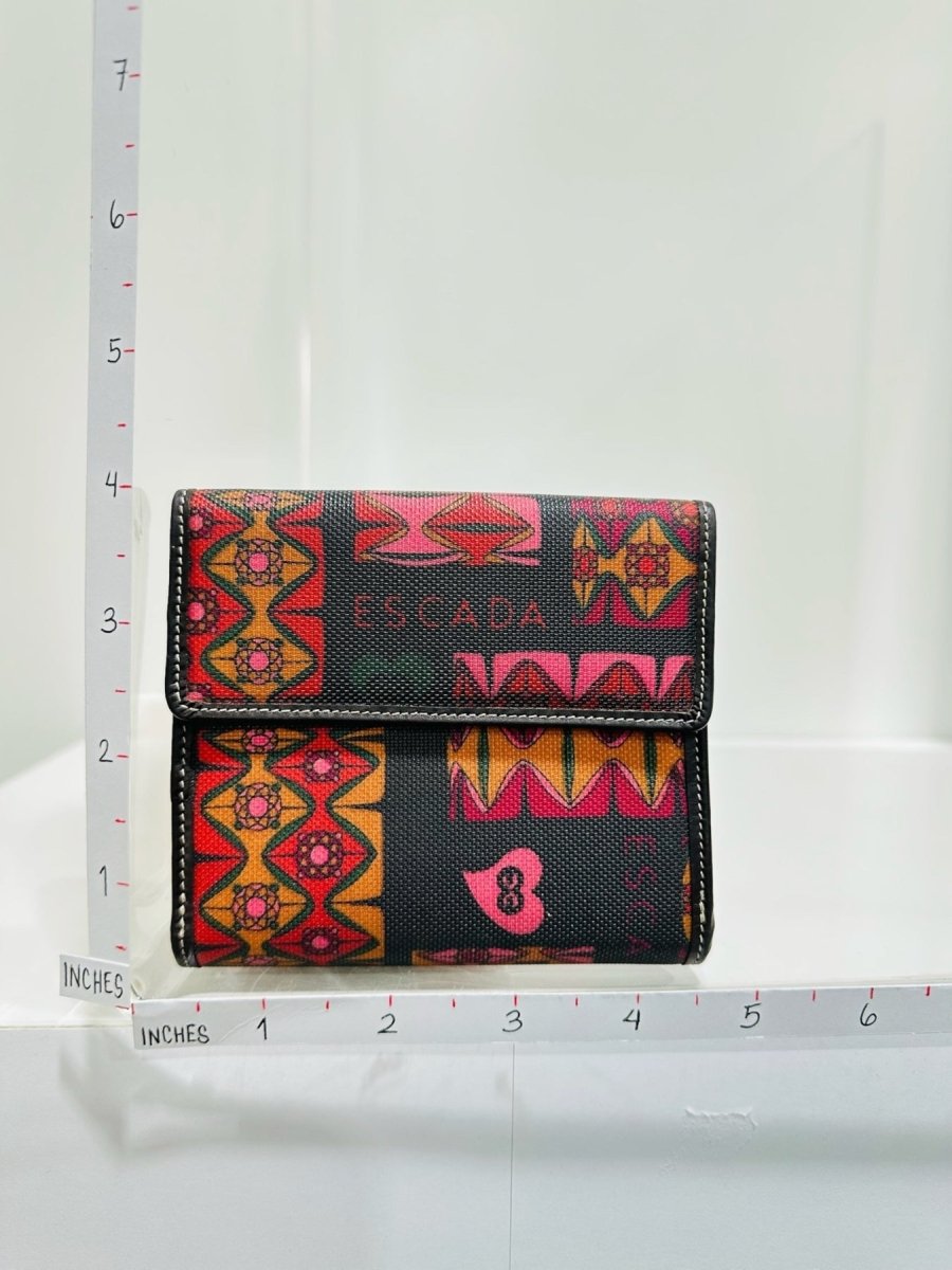Pre - loved ESCADA Brown & Pink Compact Wallet at Reems Closet