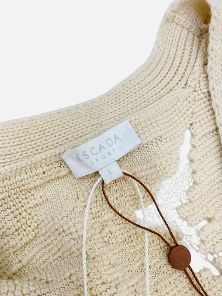 Pre - loved ESCADA Knit Cream Cardigan at Reems Closet