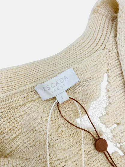 Pre - loved ESCADA Knit Cream Cardigan at Reems Closet