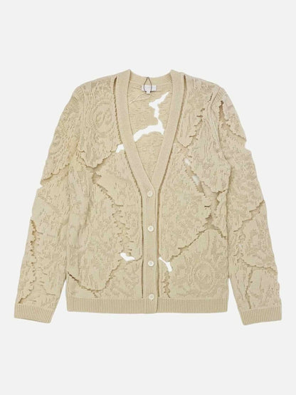 Pre - loved ESCADA Knit Cream Cardigan at Reems Closet