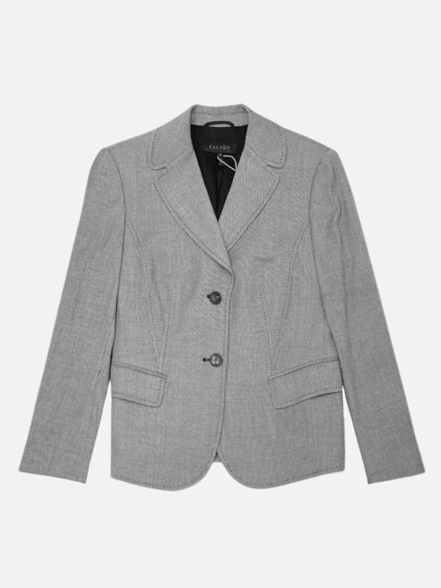 Pre - loved ESCADA Single Breasted Grey Size US 8 Jacket at Reems Closet