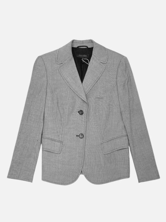 Pre - loved ESCADA Single Breasted Grey Size US 8 Jacket at Reems Closet