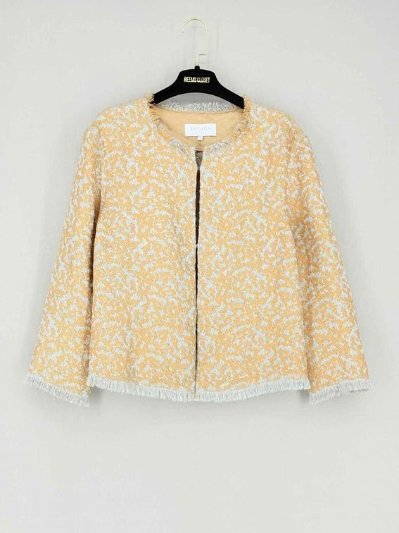 Pre - loved ESCADA Sport Beige & Silver Size US 6 Jacket at Reems Closet