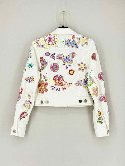 Pre - loved ESCADA SPORT White Multicolor Size US 4 Jacket at Reems Closet