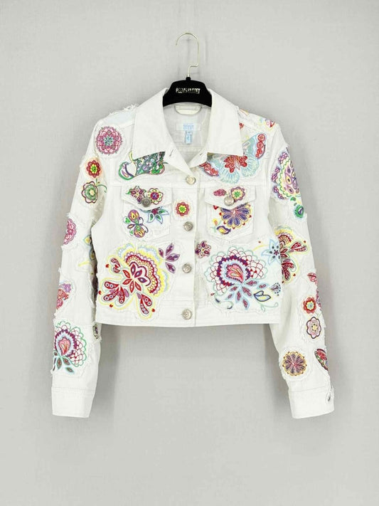 Pre - loved ESCADA SPORT White Multicolor Size US 4 Jacket at Reems Closet