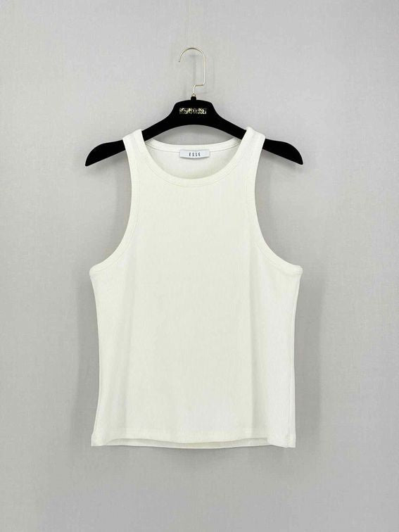 Pre-loved ESSE White Ribbed Size US 10 Tank Top at Reems Closet