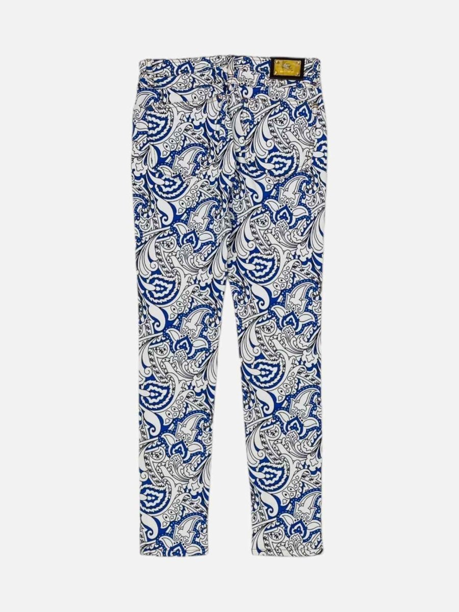 Pre - loved ETRO Ankle Blue & White Printed Jeans at Reems Closet