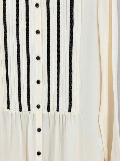Pre-loved ETRO Beige w/ Black Pleated Size US 6 Blouse at Reems Closet