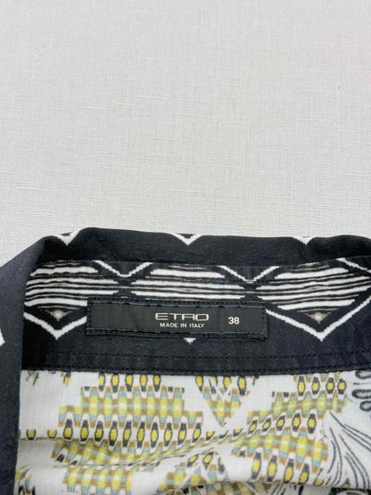 Pre-loved ETRO Black Multicolor Geometric Print Size US 2 Shirt at Reems Closet