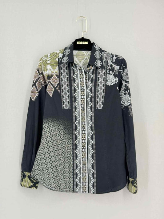 Pre-loved ETRO Black Multicolor Geometric Print Size US 2 Shirt at Reems Closet