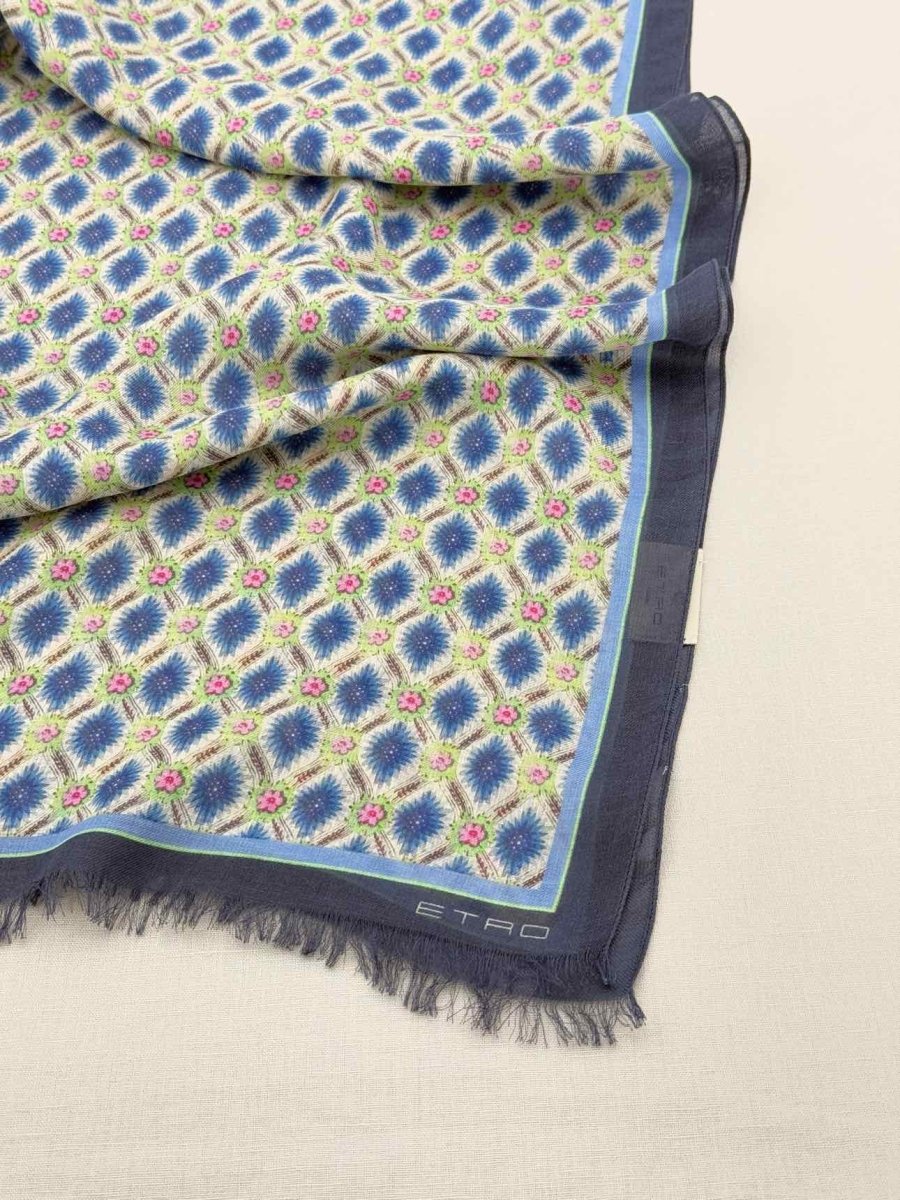 Pre - loved ETRO Blue Multicolor Printed Scarf at Reems Closet