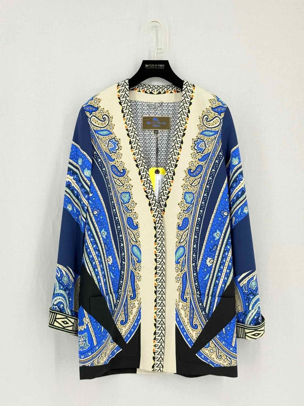 Pre-loved ETRO Blue Multicolor Size US 6 Blazer at Reems Closet