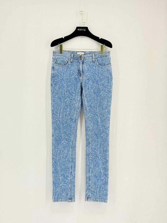 Pre-loved ETRO Blue Paisley Print Size 28 Jeans at Reems Closet