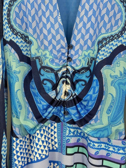 Pre-loved ETRO Blue & White Paisley Print Size US 8 Long Dress at Reems Closet