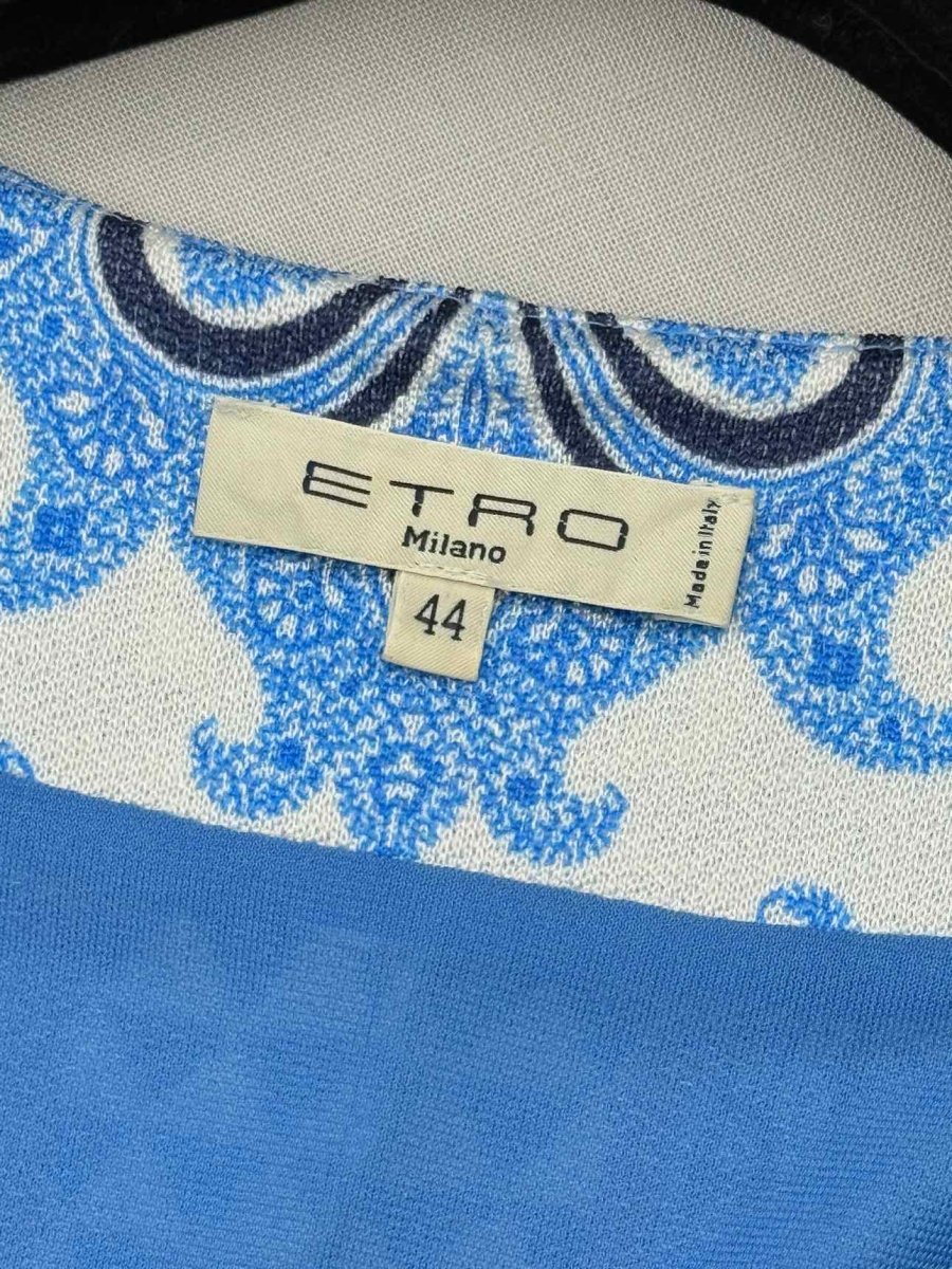 Pre-loved ETRO Blue & White Paisley Print Size US 8 Long Dress at Reems Closet
