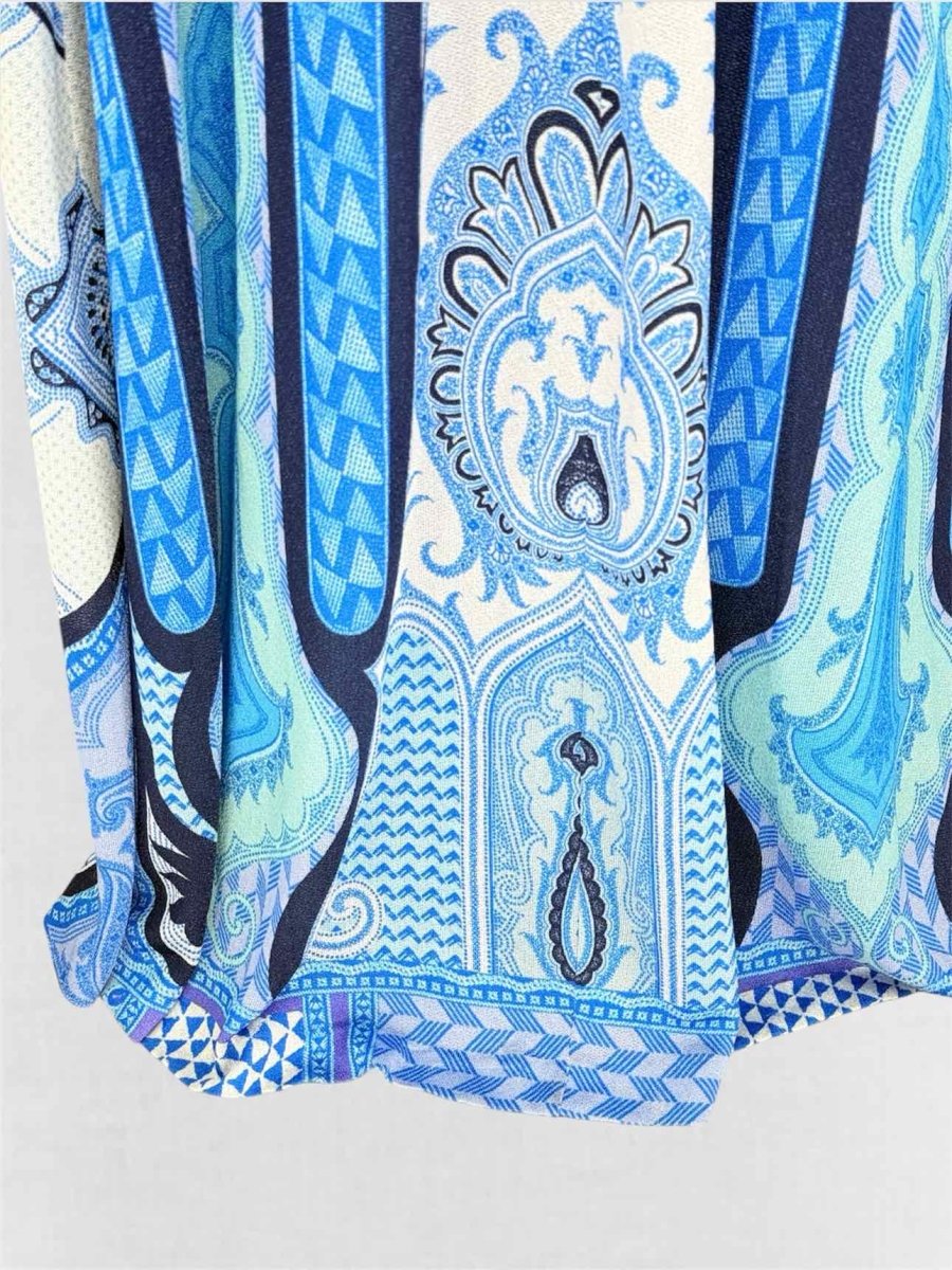 Pre-loved ETRO Blue & White Paisley Print Size US 8 Long Dress at Reems Closet