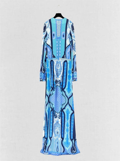 Pre-loved ETRO Blue & White Paisley Print Size US 8 Long Dress at Reems Closet