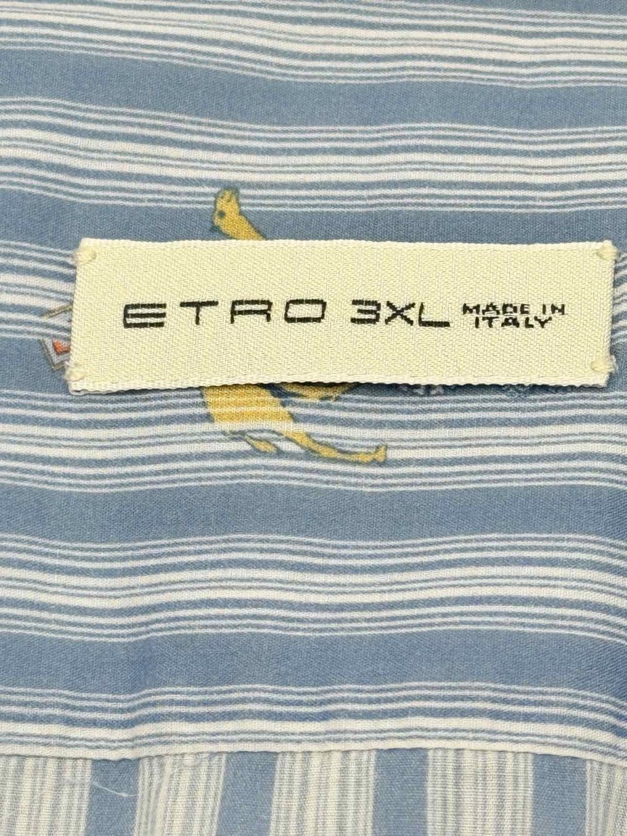 Pre - loved ETRO Blue & White Striped Size XXXLarge Shirt at Reems Closet
