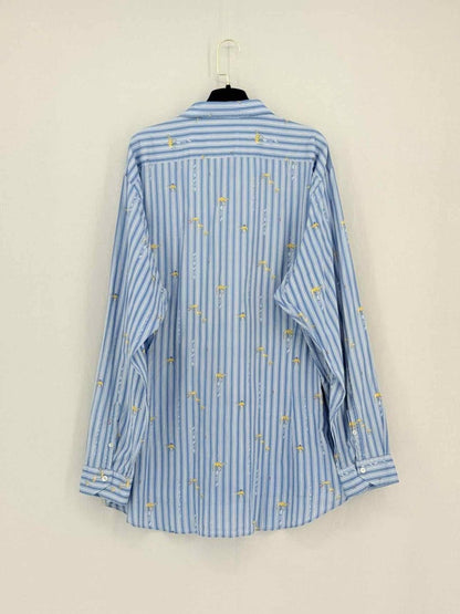 Pre - loved ETRO Blue & White Striped Size XXXLarge Shirt at Reems Closet