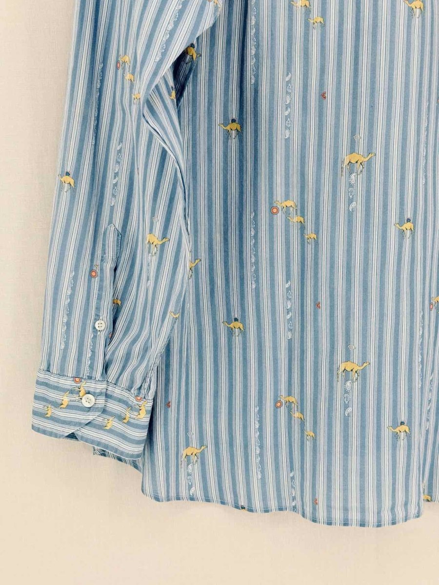 Pre - loved ETRO Blue & White Striped Size XXXLarge Shirt at Reems Closet