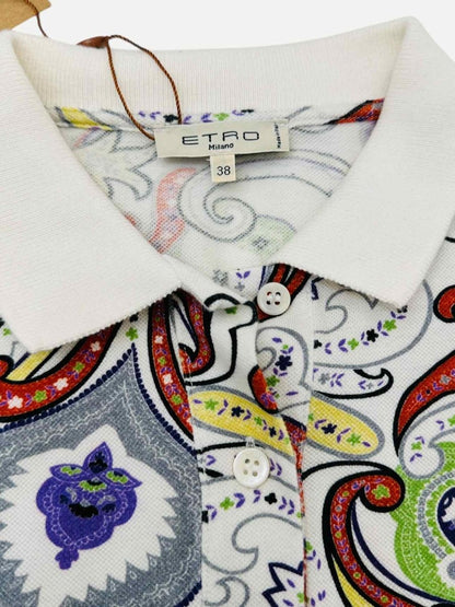 Pre - loved ETRO Cream Multicolor Printed Polo Shirt at Reems Closet