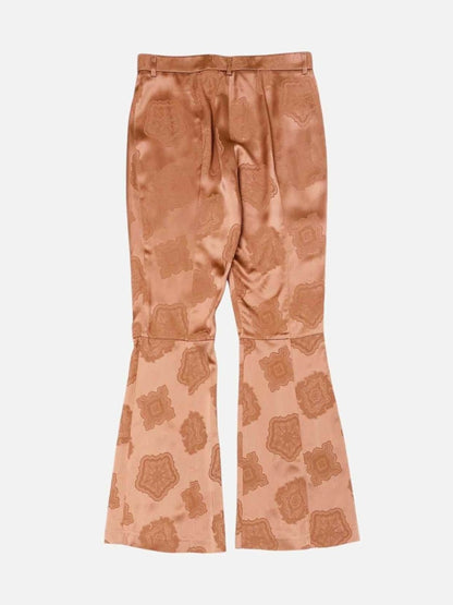 Pre - loved ETRO Flared Rose Gold Jacquard Pants at Reems Closet