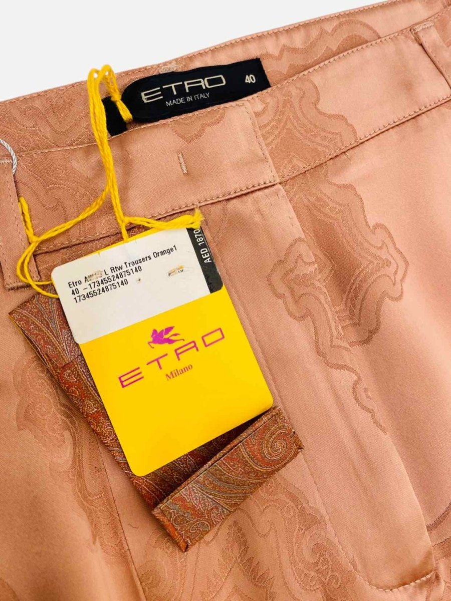 Pre - loved ETRO Flared Rose Gold Jacquard Pants at Reems Closet