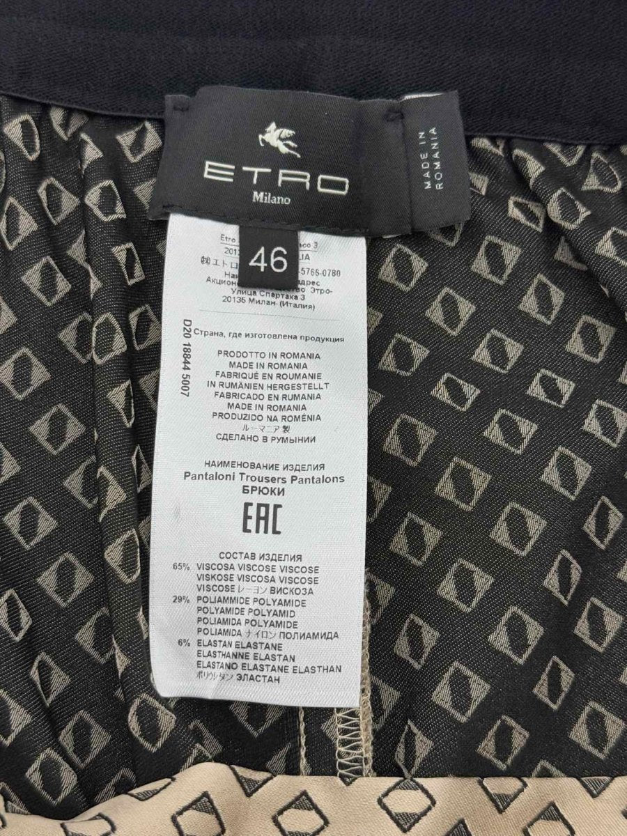 Pre - loved ETRO Gold & Black Print Size Large Pants at Reems Closet