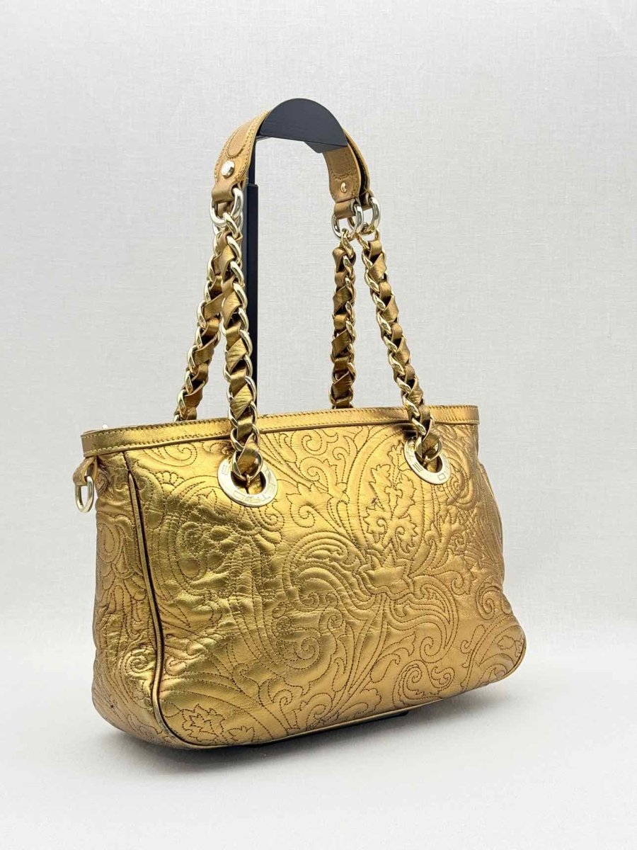 Pre - loved ETRO Gold Embroidered Tote Bag at Reems Closet