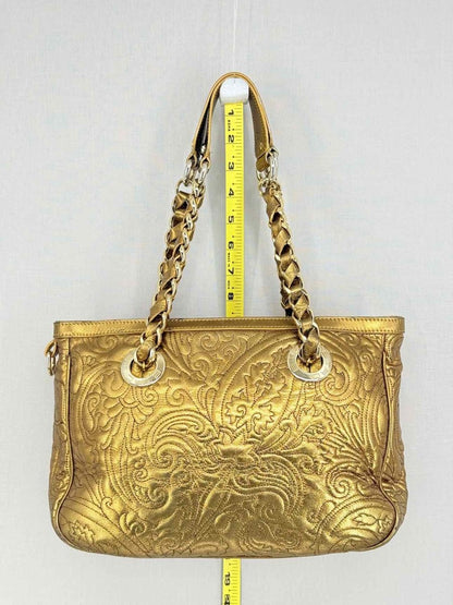 Pre - loved ETRO Gold Embroidered Tote Bag at Reems Closet