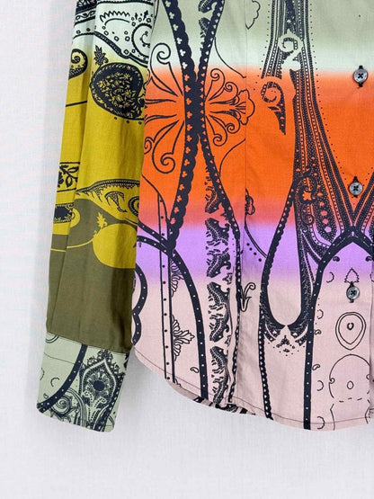 Pre-loved ETRO Khaki Multicolor Paisley Print Size US 2 Shirt at Reems Closet