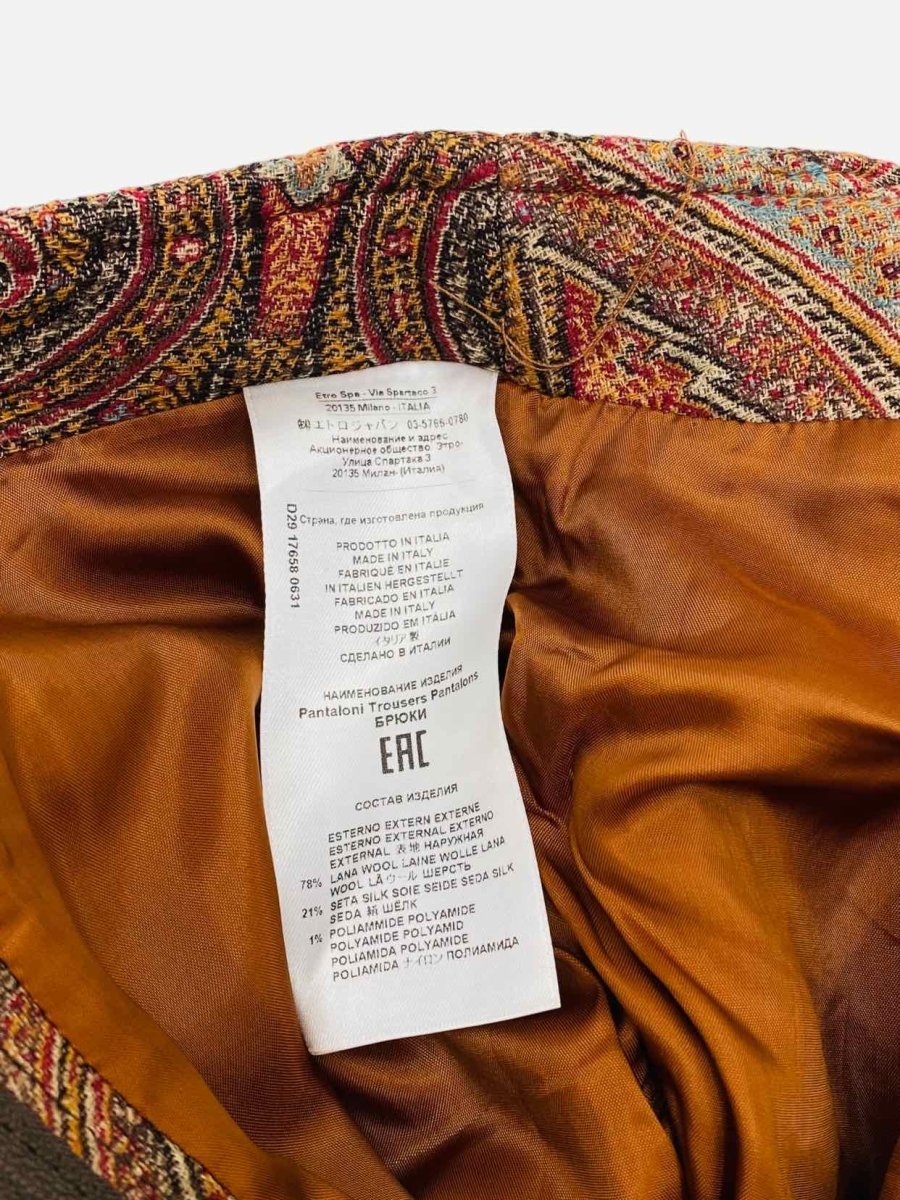 Pre - loved ETRO Multicolor Paisley Pants at Reems Closet