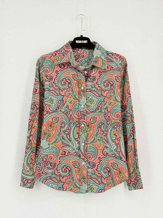Pre-loved ETRO Pink Multicolor Paisley Print Size US 2 Shirt at Reems Closet