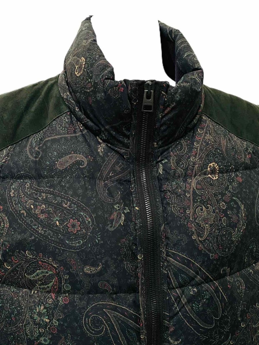 Pre - loved ETRO Puffer Black Multicolor Paisley Print Vest at Reems Closet