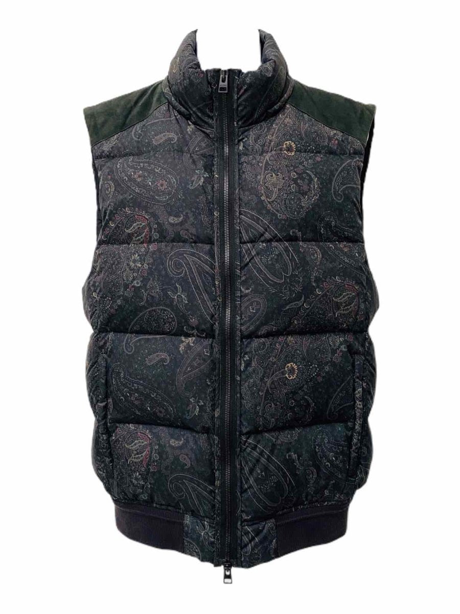 Pre - loved ETRO Puffer Black Multicolor Paisley Print Vest at Reems Closet