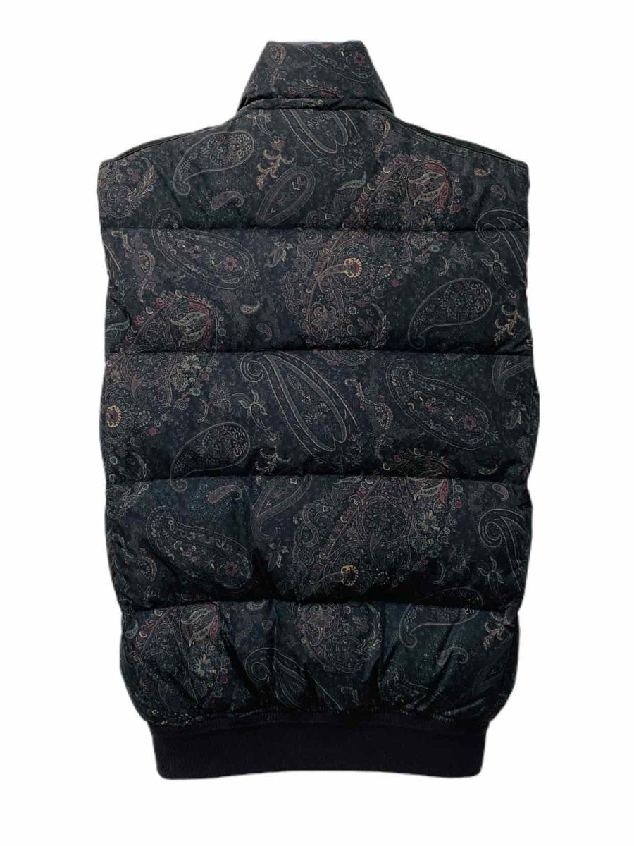 Pre - loved ETRO Puffer Black Multicolor Paisley Print Vest at Reems Closet