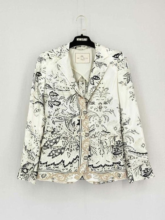Pre-loved ETRO White Multicolor Paisley Print Size US 2 Blazer at Reems Closet