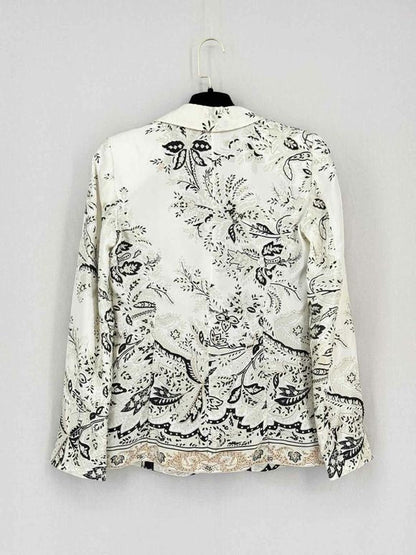 Pre-loved ETRO White Multicolor Paisley Print Size US 2 Blazer at Reems Closet