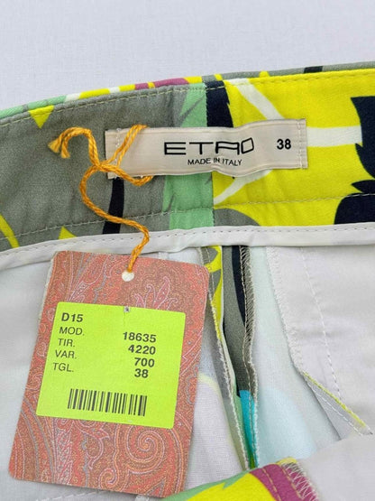 Pre - loved ETRO Yellow Multicolor Floral Print Size US 2 Pants at Reems Closet