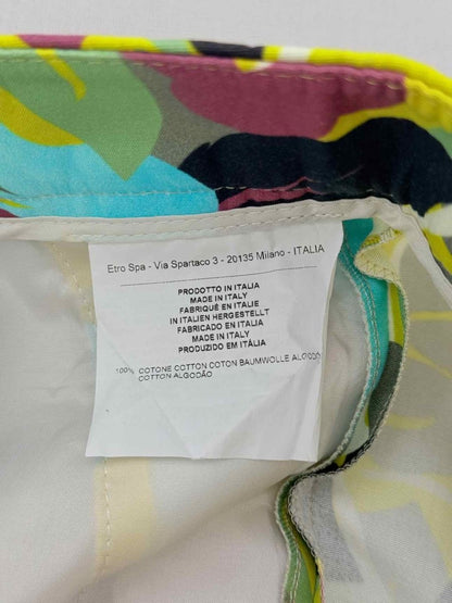 Pre - loved ETRO Yellow Multicolor Floral Print Size US 2 Pants at Reems Closet