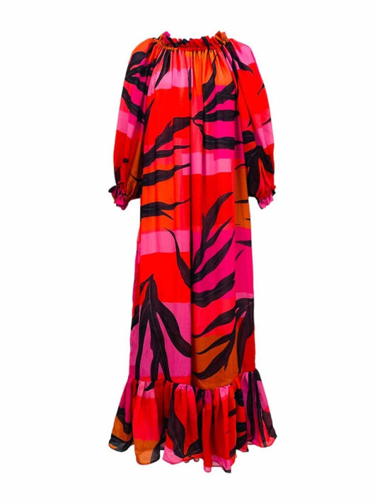 Pre - loved EUGENIA FERNANDEZ Off Shoulder Multicolor Midi Dress at Reems Closet