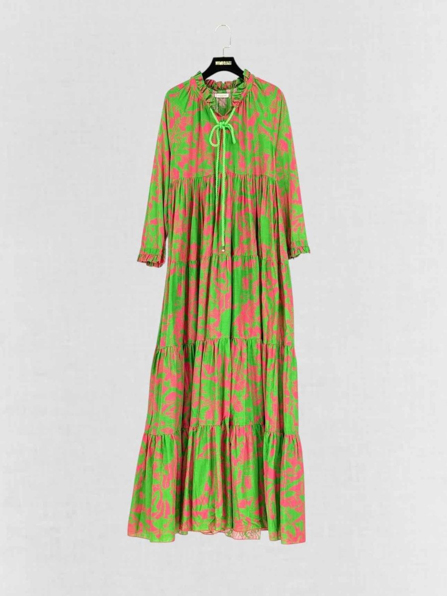 Pre - loved EYWASOULS Green & Pink Printed Size XSmall Long Dress at Reems Closet