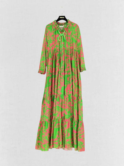 Pre - loved EYWASOULS Green & Pink Printed Size XSmall Long Dress at Reems Closet