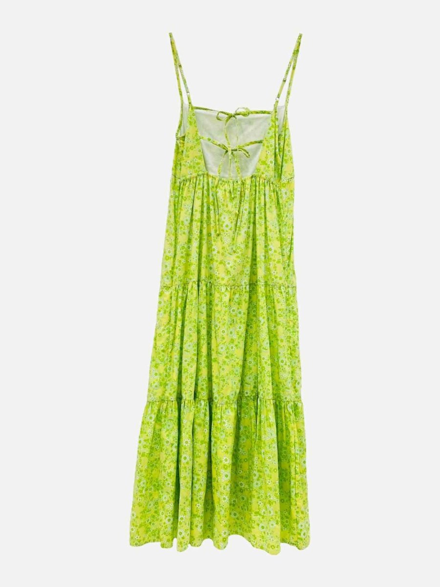 Pre - loved FAITHFULL THE BRAND Nyree Green Floral Midi Dress at Reems Closet