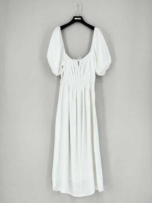 Pre - loved FAITHFULL THE BRAND Off - white Size US 8 Midi Dress at Reems Closet